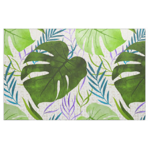 Tecido Maleah Monstera Tropical Havaiana Aquarela Verde