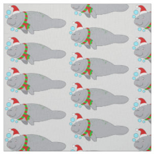 Tecido Manatee com Papai Noel e Scarf