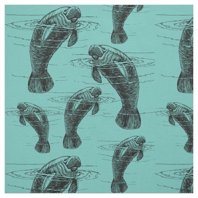 Tecido Manatee Illustration Pattern (Modelo)