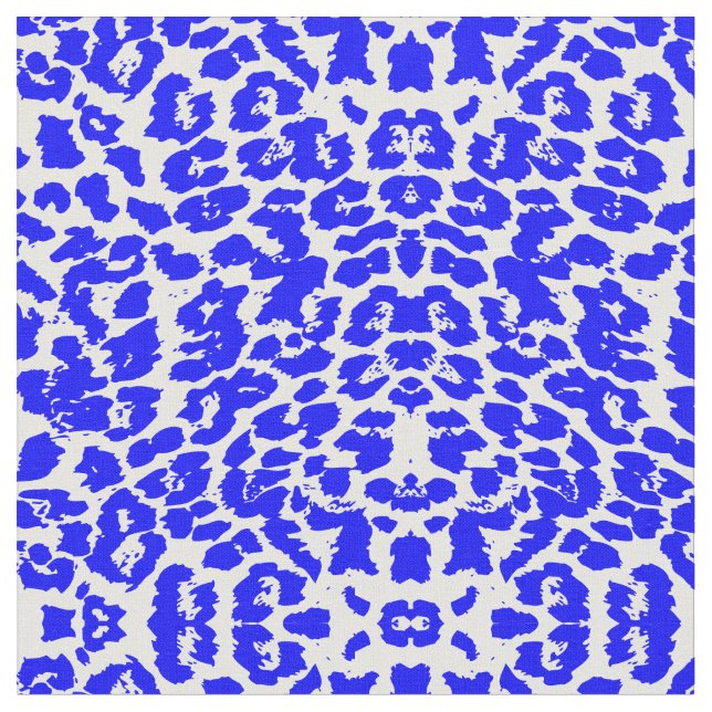 Tecido Manchas de Impressão Animal Abstrata Azul e Branco (Detalhe)