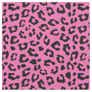 Tecido Manchas de impressão do Leopardo, rosa e preto