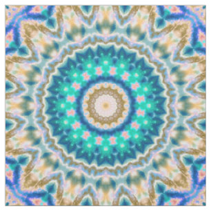Tecido Mandala amarela de turquesa
