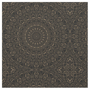 Tecido Mandala Bege Camelo com Simetria Elegante