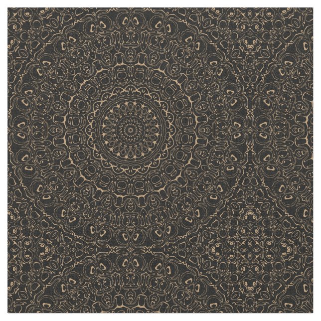 Tecido Mandala Bege Camelo com Simetria Elegante (Detalhe)