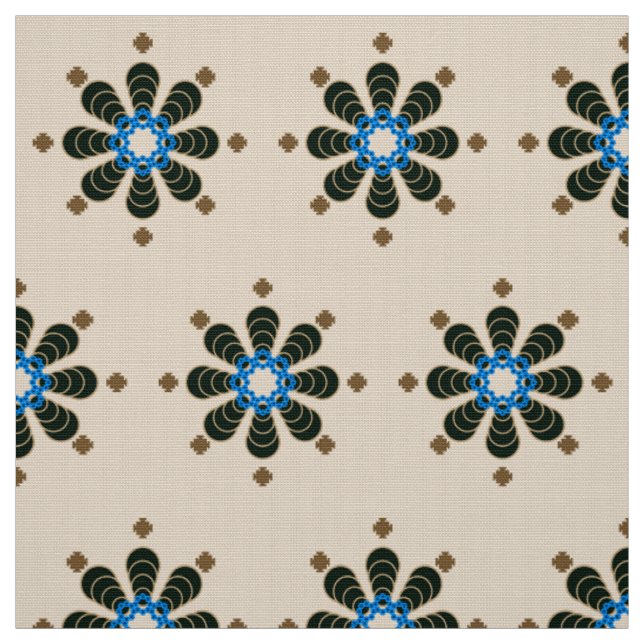 Tecido Mandala, Chocolate, Tan, Beige e Azul (Modelo)