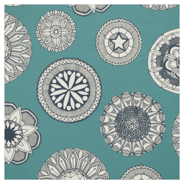 Tecido mandala cirque spot teal (Modelo)