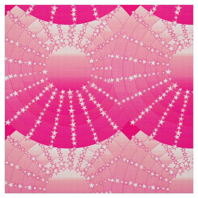Tecido Mandala com estrelas - gradiente de cetim rosa e f (Modelo)