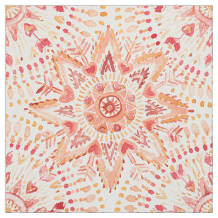 Tecido Mandala da aguarela do FOGO do GUERREIRO