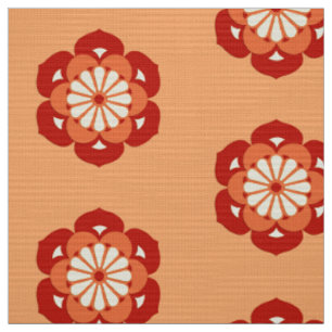 Tecido Mandala da flor de Lotus, laranja Pastel e