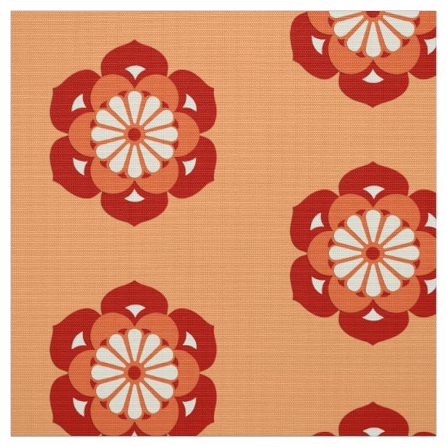 Tecido Mandala da flor de Lotus, laranja Pastel e (Modelo)