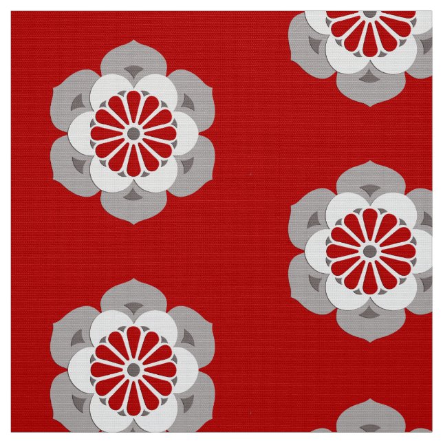Tecido Mandala da flor de Lotus, obscuridade - vermelho, (Modelo)