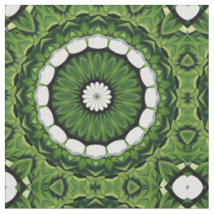 Tecido Mandala de Flora Verde e Branco Tropical