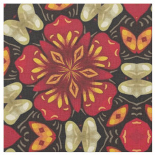 Tecido Mandala de Flores Tropicais e Borboletas