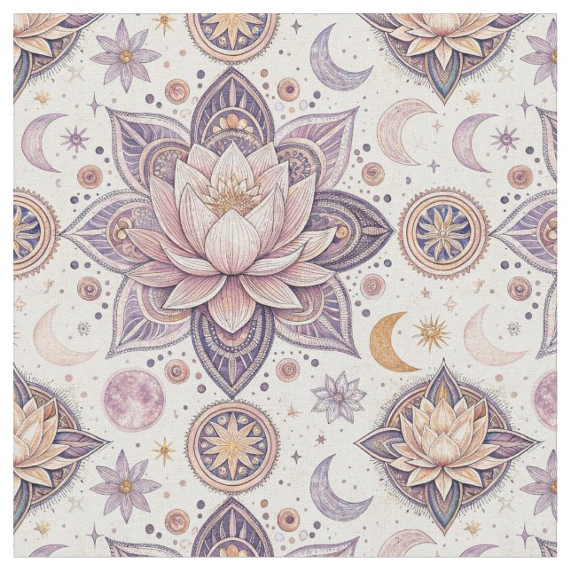 Tecido Mandala de Lótus Celestial Padrão de Design Espiri (Detalhe)