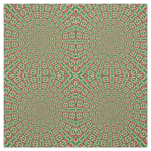 Tecido Mandala De Natal Verde E Vermelho E Branco