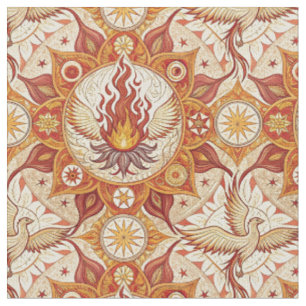 Tecido Mandala do Lótus da Chama Sagrada - Padrão de Fêni