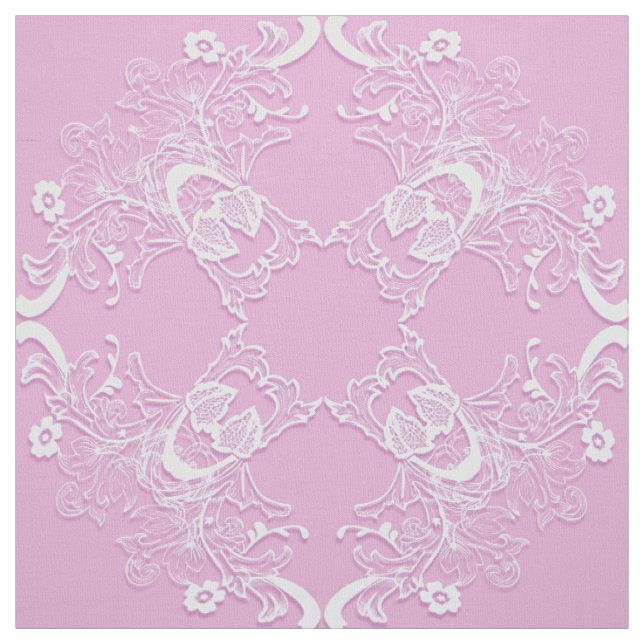 Tecido Mandala floral étnica rosa. (Modelo)