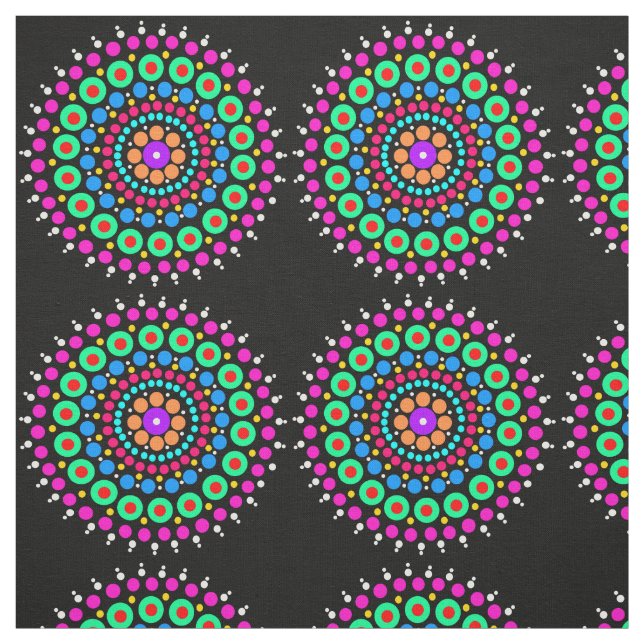 Tecido Mandala preto colorido bg (Modelo)