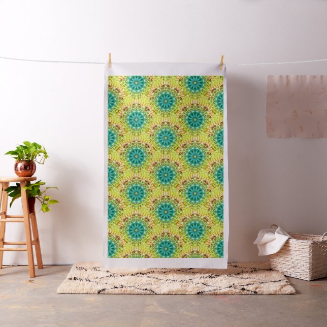 Tecido Mandala Rays Amarelo Verde + suas ideias (In Situ)