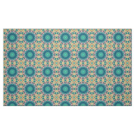 Tecido Mandala rosa, menta e laranja-amarelo.