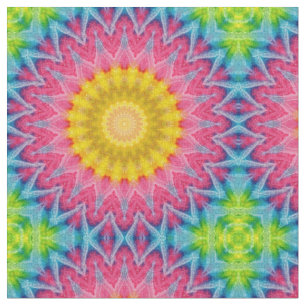 Tecido Mandalá Tie-Dye Arco-Íris com Simetria Vibrante