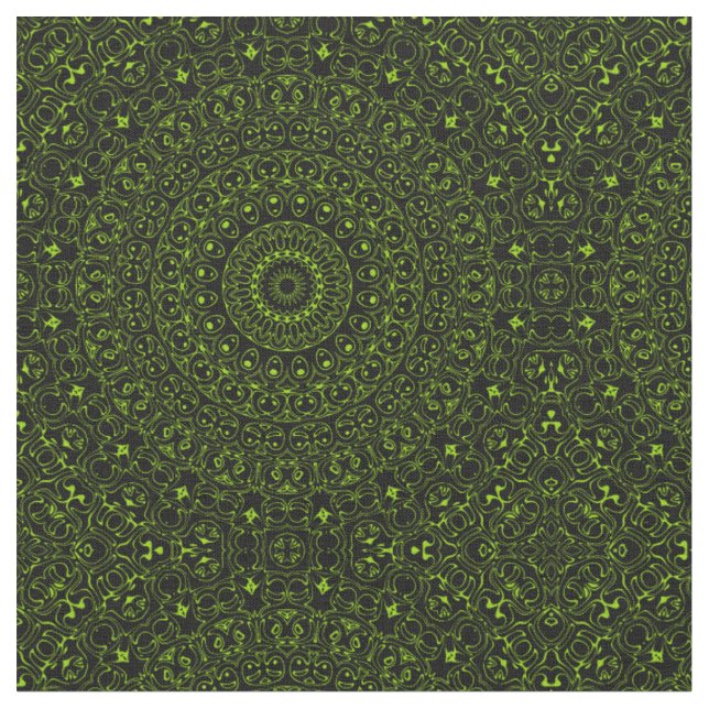 Tecido Mandala Verde Chartreuse com Simetria Ousada (Detalhe)
