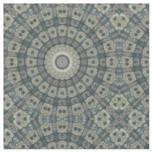 Tecido Mandalas de Tons Terrosos com Padrões Geométricos 