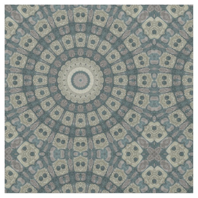 Tecido Mandalas de Tons Terrosos com Padrões Geométricos  (Detalhe)