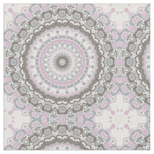 Tecido Mandalas em Cinza Suave e Rosa Blush