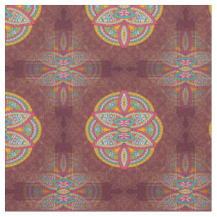 Tecido Mandalas em Maroon repete padrões