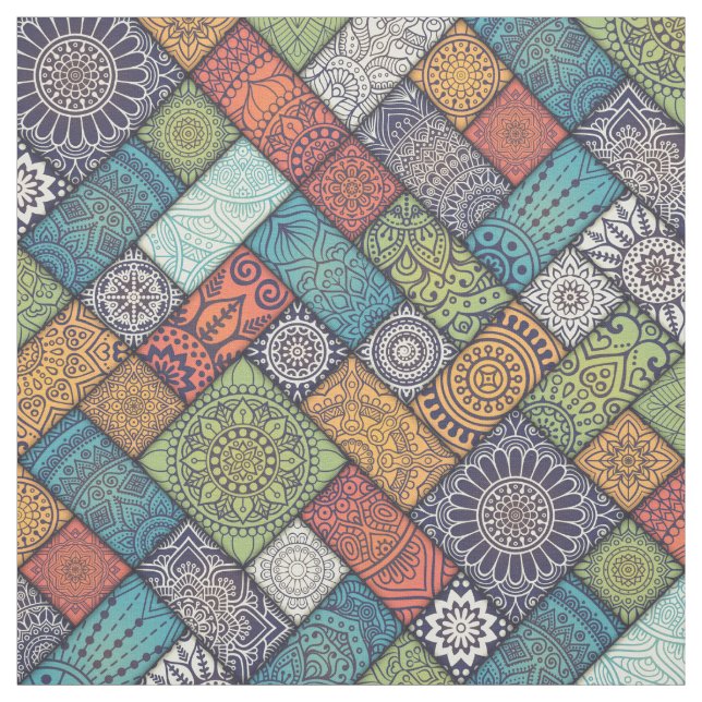 Tecido Mandalas quadrados retângulos mudos cores padrão (Modelo)