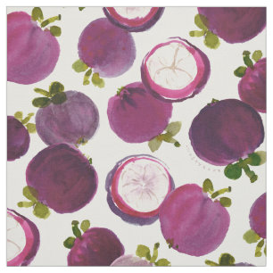 Tecido MANGOSTEEN MANIA Fruta tropical roxa