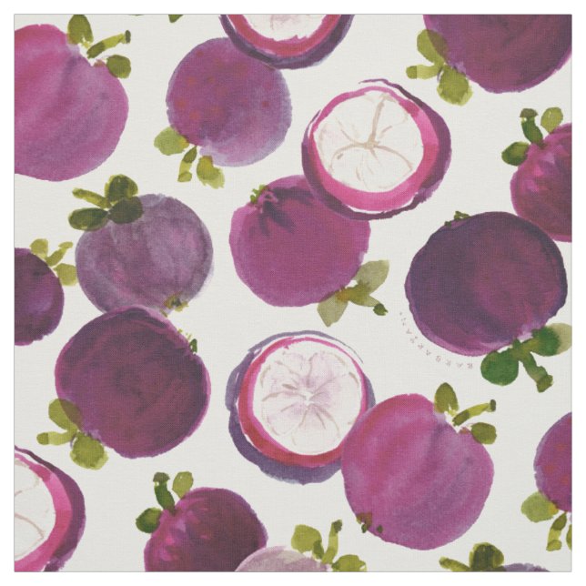 Tecido MANGOSTEEN MANIA Fruta tropical roxa (Modelo)