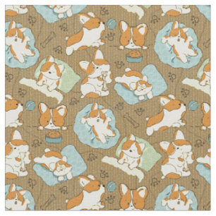 Tecido Mão Bonita Desenhou Cães De Pet Kawaii Corgi