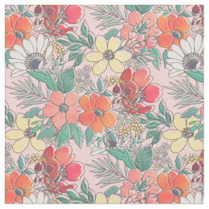 Tecido Mão floral cor-de-rosa feminino bonito design