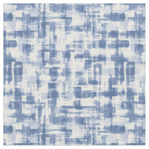 Tecido Mão moderna pintada a azul e branca para costura
