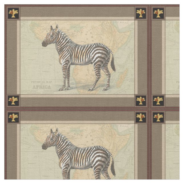 Tecido Mapa africano e zebra (Detalhe)