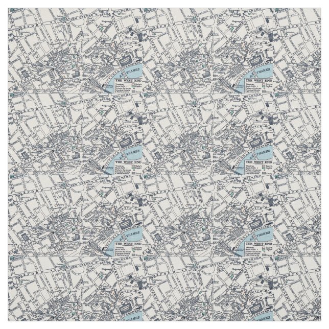 Tecido Mapa antigo de West End Londres (Modelo)