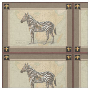 Tecido Mapa da África e uma Zebra