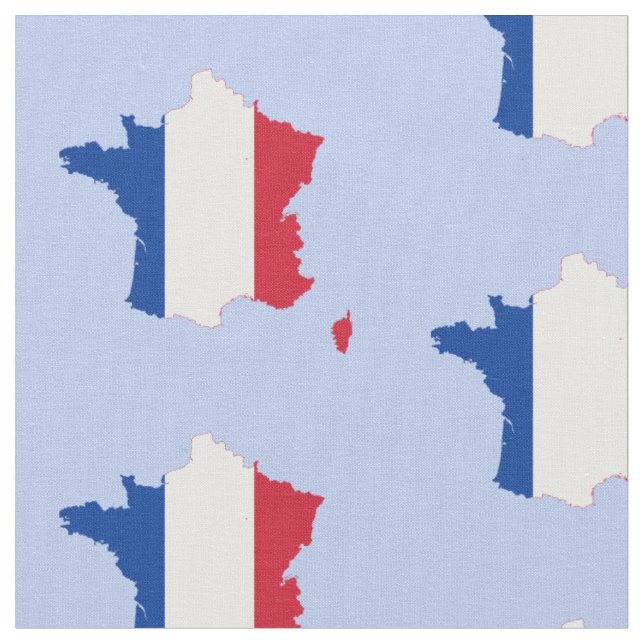 Tecido Mapa da França na Bandeira Francesa na Azul (Detalhe)