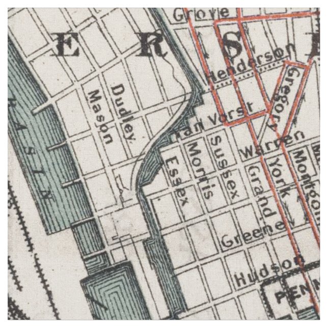 Tecido Mapa do Nova Iorque (1897) (Detalhe)
