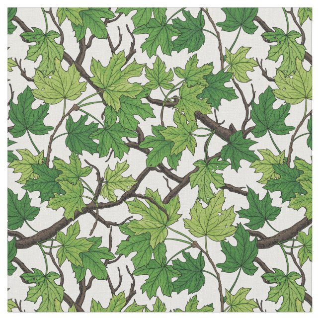 Tecido Maple leaves on white (Detalhe)
