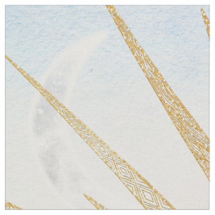 Tecido Mar de Aquarela Águas Douradas Dótulos Solares M