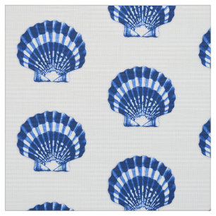 Tecido Mar Shell - azuis cobaltos e branco