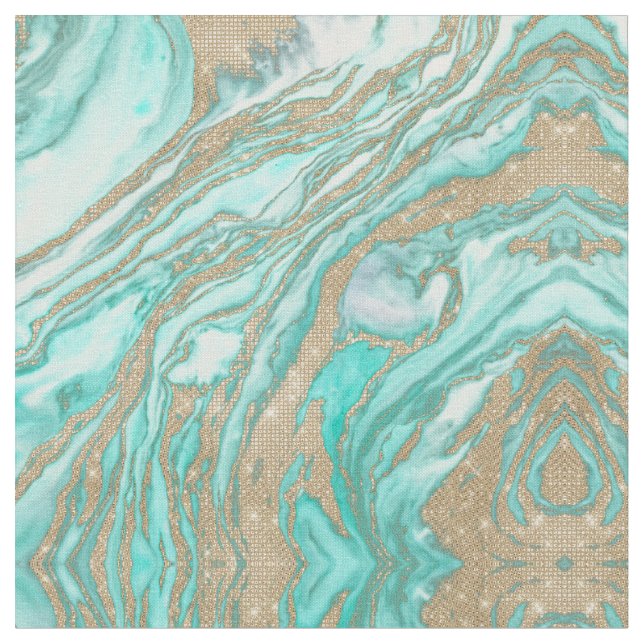Tecido Marble do Enfumaçado Teal Dourado Sequin Glitter (Detalhe)
