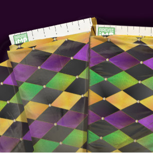 Tecido Mardi Gras Colors Diamond Harlequin Argyle - Preto