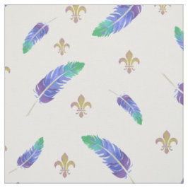 Tecido Mardi Gras Feather e Fleur de Lis Pattern