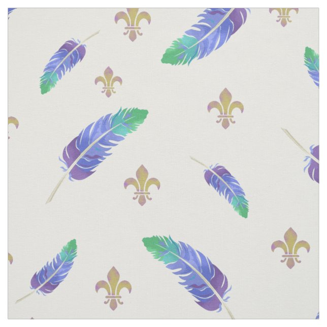 Tecido Mardi Gras Feather e Fleur de Lis Pattern (Modelo)