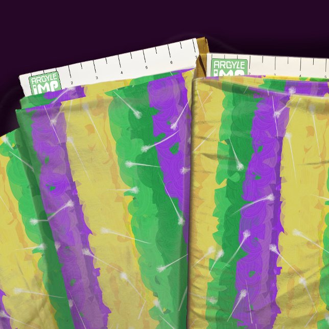 Tecido Mardi Gras Sparkle Flont - Cores do Mardi Gras (close-up with ruler)