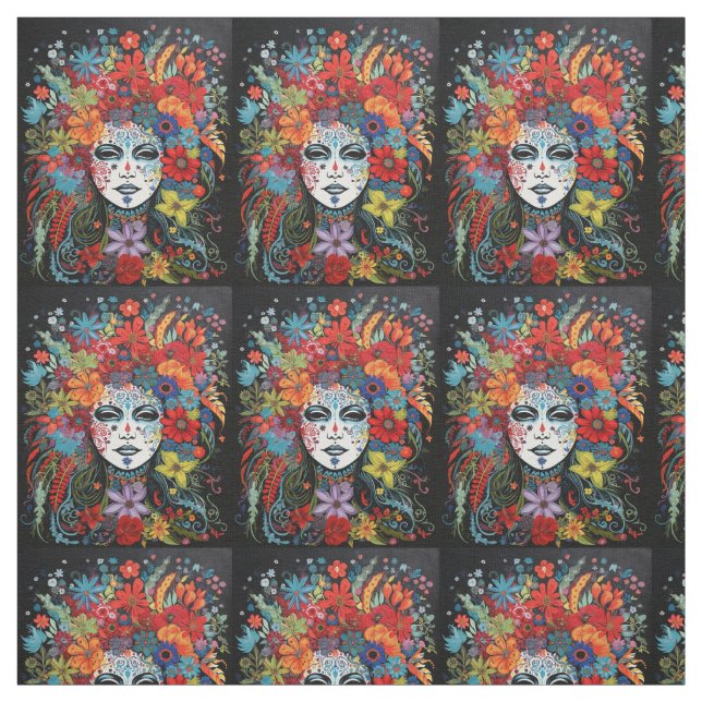 Tecido Mardi Grass, em Máscara com Headdress Colorful (Modelo)